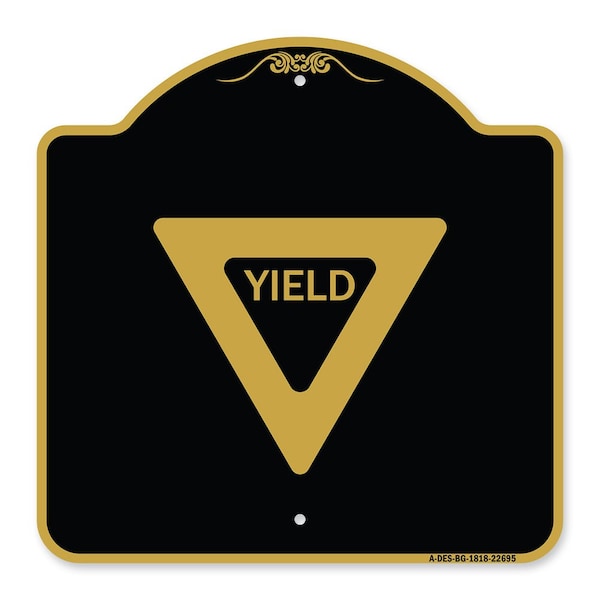 Signmission Designer Series Sign-Yield, Black & Gold Aluminum Architectural Sign, 18" x 18", BG-1818-22695 A-DES-BG-1818-22695 - main